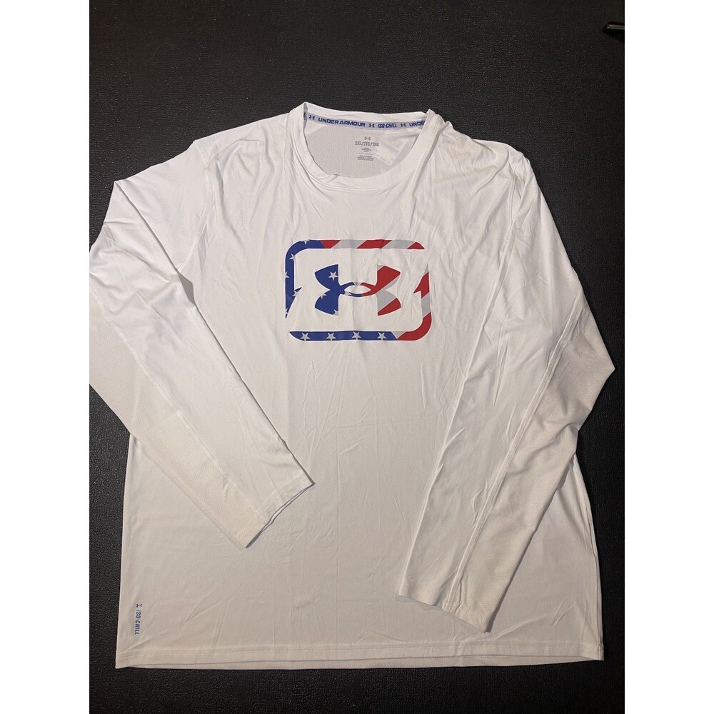 UNDER ARMOUR Sz 2XL White Crew/Neck-Long Sleeve Jersey
